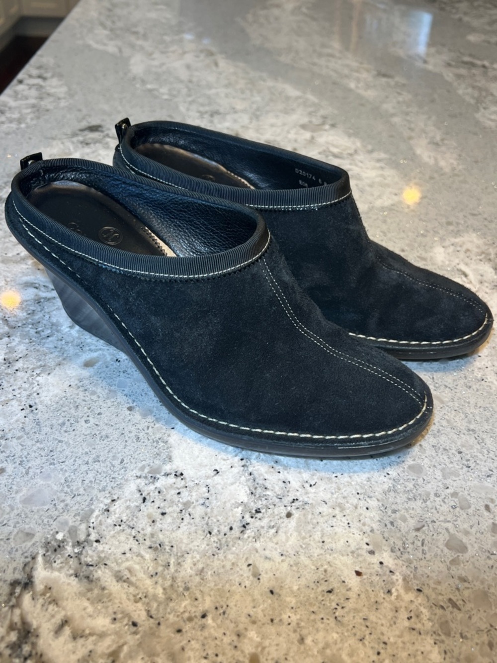 Cole Haan Jaynie Black Suede Wedge Mules - Size 6B